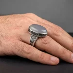 انگشتر نقره دست ساز مردانه نگین عقیق یمن کد MAK-15 - تصویر 4