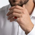 انگشتر نقره سیلندر مردانه عقیق یمنی کد MAE-2 - تصویر 2
