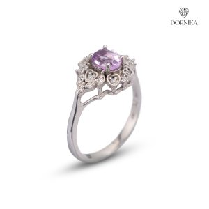 انگشتر نقره آمیتیست زنانه طرح قلبی ZA-29