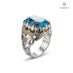انگشتر نقره دست‌ساز مردانه توپاز لندن طرح فیلی TOPAZ 4-MAK