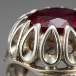 انگشتر نقره دست‌ساز مردانه یاقوت سرخ طرح اشک مخراج‌کاری کد R.RUBY2-MAK - تصویر 4