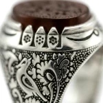 انگشتر نقره مردانه دست‌ساز عقیق با حکاکی یا فاطمه الزهرا (س) AGHIGH4-MAK - تصویر 4