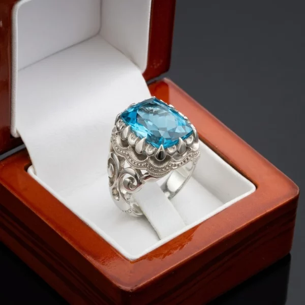 انگشتر نقره دست‌ساز مردانه توپاز لندن طرح فیلی TOPAZ 4-MAK - تصویر 3