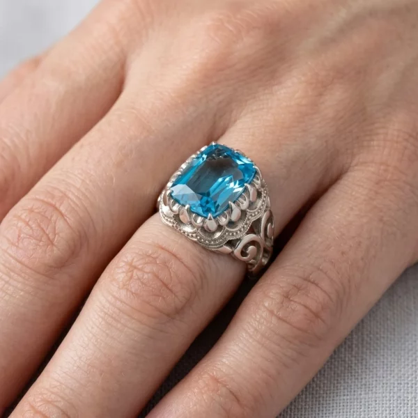 انگشتر نقره دست‌ساز مردانه توپاز لندن طرح فیلی TOPAZ 4-MAK - تصویر 2